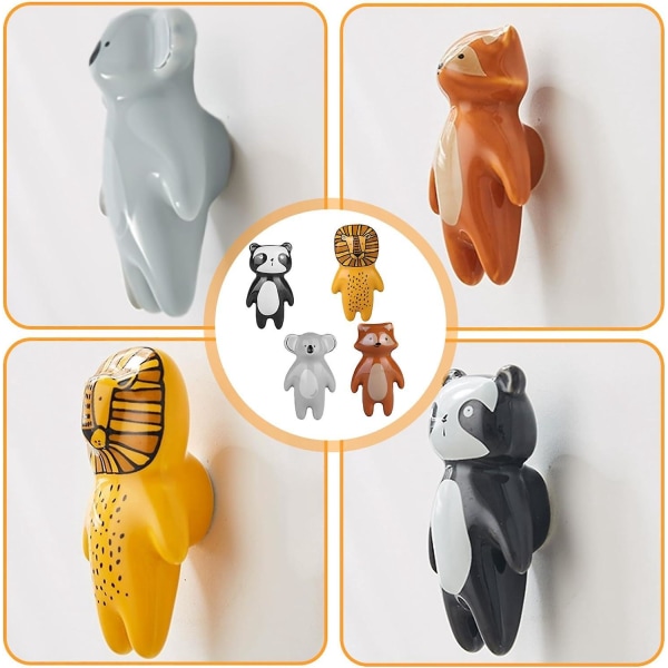 Cute animal keramiske skuffeknopper - sæt med 4 til børnemøbler, hjem, køkken, soveværelsesdøre