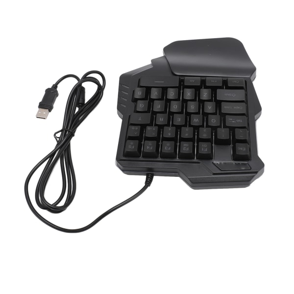 Enhandsspeltangentbord 7-färgs RGB-bakgrundsbelysning Ergonomisk 35 tangenter Bärbar minispeltangentbord med handledsstöd för PC-spelare