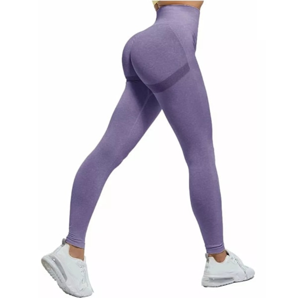 Treenikset Juoksuun Hip Lifting Saumattomat Korkeavyötäröiset Vatsan Kontrolloivat Kuntosali Fitness Urheiluhousut Naisille Violetti L