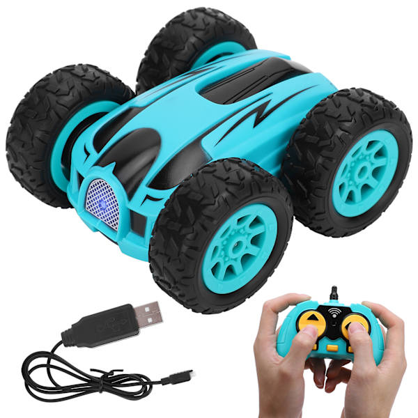 Mini Stunt 2.4G nopea kaksipuolinen 360 astetta pyörivä langaton RC-auton nelipyöräveto (sininen)