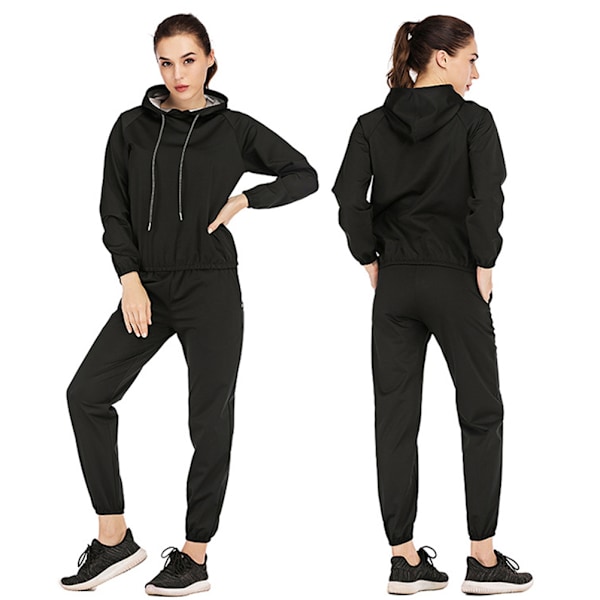 Fitness Bastuskjorta Hot Sweat Running Sweatshirts Fitness Gym Kläder Topp Utomhusträning Viktminskning Huvtröjor