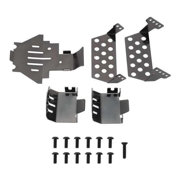 RC Chassis Armors Set Rustfritt stål Chassis Protection Skid Plate for Traxxas Black