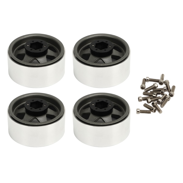 4 stk. Beadlock Hjul Fælge Offset -8,9 mm Metal Deep Dish Hub Hjulfælge til Axial SCX10 90046 1,9 Inch Grå