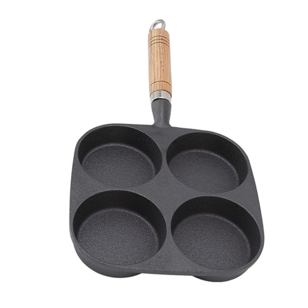 Egg Pan 4 Cup Egg Frying Pan med trehåndtak for frokostpannekaker Omeletter