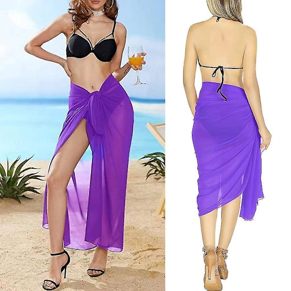 Myk Sarong Badetøy Cover-Up for Kvinner Dyp Lilla