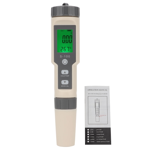 4-i-1 EC/TDS/Salinitets/Temperatur Tester Multifunktionel Vandkvalitetstester til Akvarium