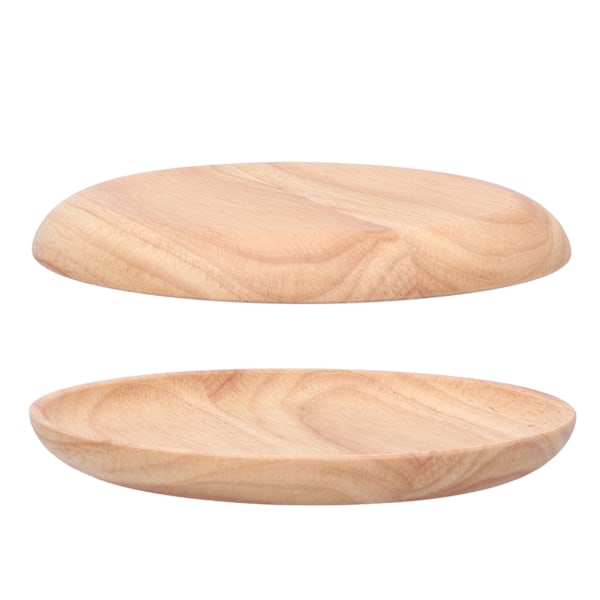 Rund serveringsbrett i gummitre for middag, te, frukt, snacks og matlagring, 20 cm