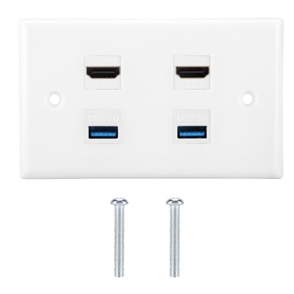 2-Port HDMi 2-Port USB3.0 HDMI-koblingsdæksel Audio Video HDTV vægpladepanel