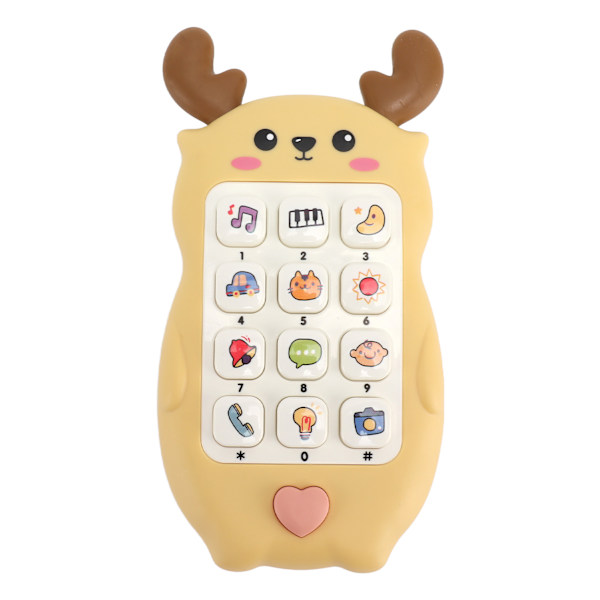 Babytelefonleksak Interaktiv Elektronisk Musik Ljus Tuggbar Tidig Utvecklande Baby Smartphone Leksak Gul