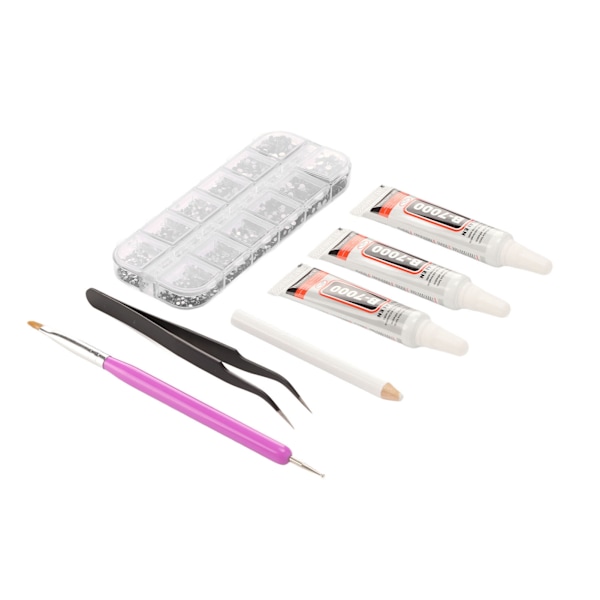Rhinestones Lim Kit Kristallglas Strass Lim Gel Kit för gör-det-själv-kläder Tyg Skor Smycken Tillverkning Nail Art Svart