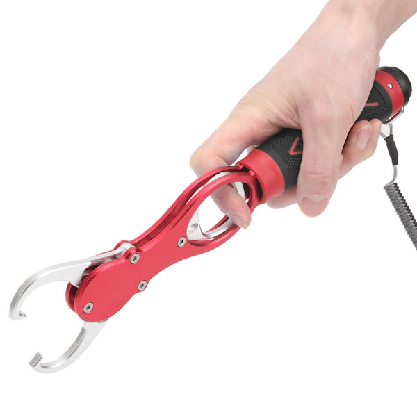 Fiskkontroller i aluminiumlegering med bärbar våg för fiskeläppgrepp Red