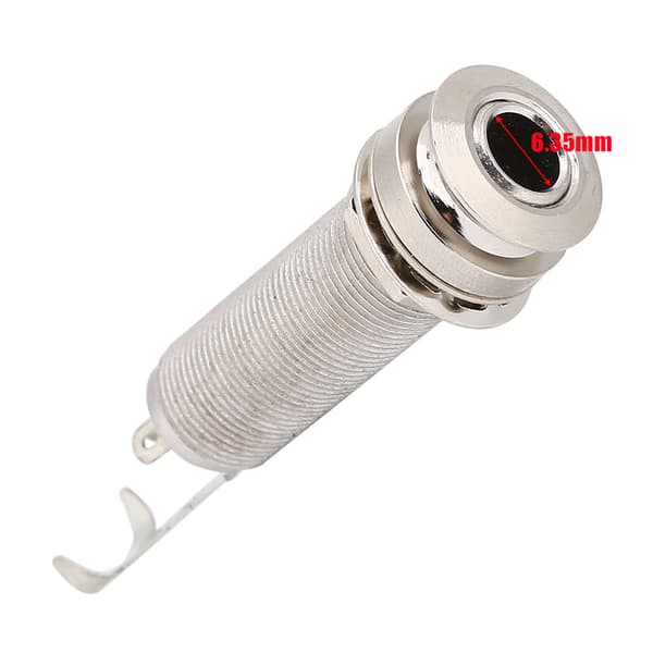 1/4inch Cylinder Lang Gevind End Pin Output Jack Socket til Elektrisk Guitar Bas (Sølv)