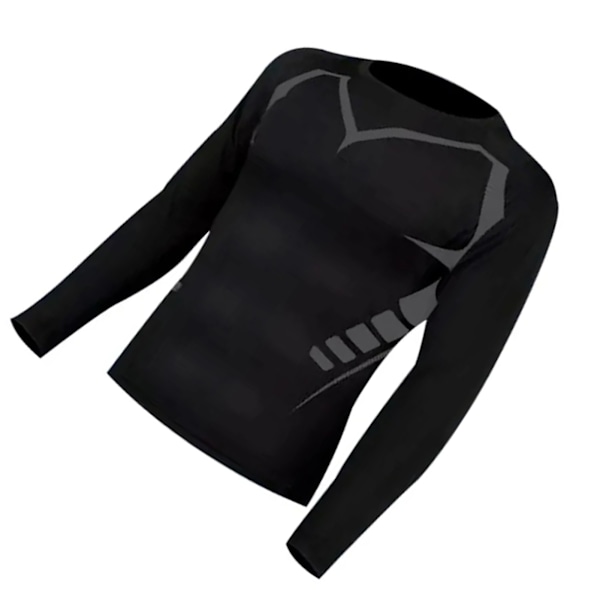 Tränings-Sweatshirt för Män, Tight, Långärmad, Snabbtorkande, Sport, Utomhuslöpning, Fitnesskläder, Svart, M