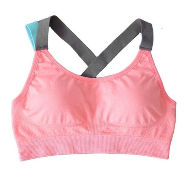 Sømløs Sports-BH for Kvinner, Trening, Yoga, Lav Innvirkning, Ryggstøtte, Komfortabel BH-Vest for Trening, Rosa, Størrelse L