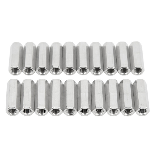 20 st Hex Kopplingsmutter M5x0.8 L25mm Rost Korrosionsbeständig Rostfreier Stahl Gewindestangenverbinder