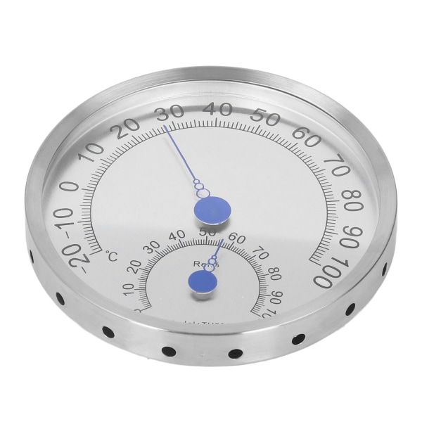 Rundt termometer i rustfritt stål, vanntett, varmebestandig termometer hygrometer for utendørs bruk uten holder