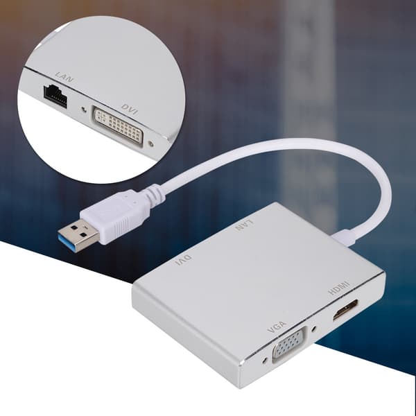 Høykvalitets multifunksjonell aluminiumslegering USB 3.0 til VGA/HDMI/LAN/DVI-omformeradapter