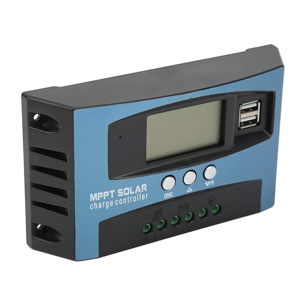 Solcelle ladekontroller LCD-skjerm 2 USB-utganger Overstrømsbeskyttelse Solcellepanelregulator 12 24V Selvadaptiv 100A