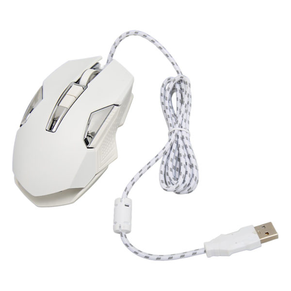 RGB Gaming Mouse Multifunktion Ergonomisk 7200 DPI trådbunden optisk spelmus med programmerbara knappar och bakgrundsbelysningsläge Vit