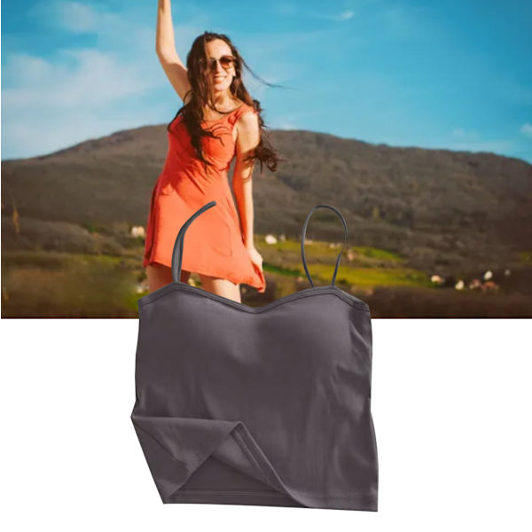 Kvinners Enkle Sports-Camisole med Polstring Elegant og Stilig Spaghettistropp Tanktopp for Løping Mørk Grå Fri Størrelse for 40-65kg