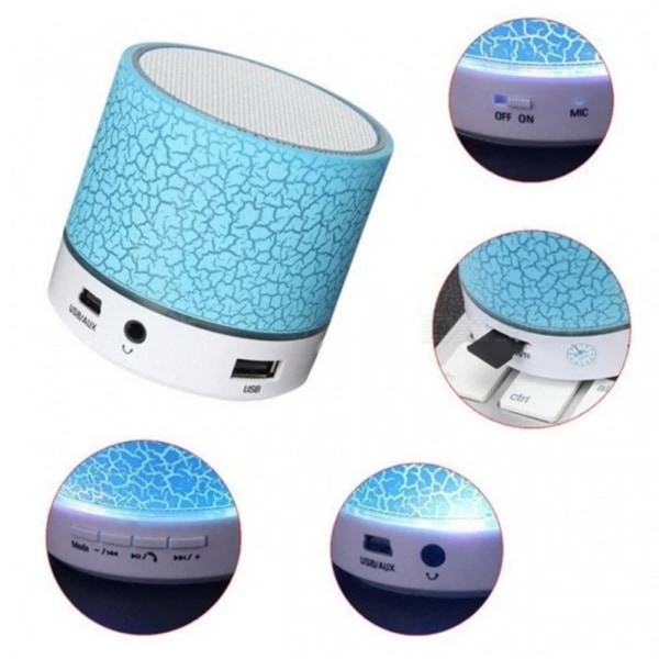 Högtalare - Bluetooth med LED - Bärbar och Mini Vit White
