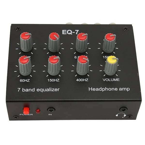 7 Band Equalizer RCA Input Output Volum Justerbar 2 Kanaler Bil Equalizer EQ Bilhodetelefonforsterker for bilbåtmotorsykkel