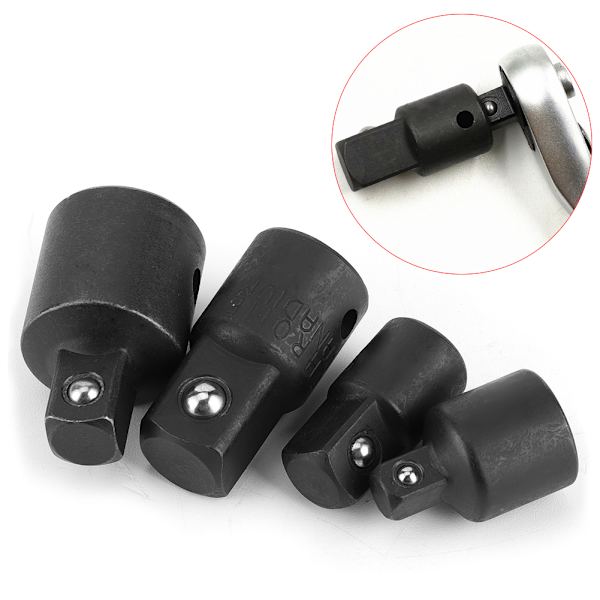 4 stk 1/4in 3/8in 1/2in Elektrisk Skiftenøkkel Hylse Adapter Konverter Krom Vanadium Stål Drive Socket Joint (Svart)
