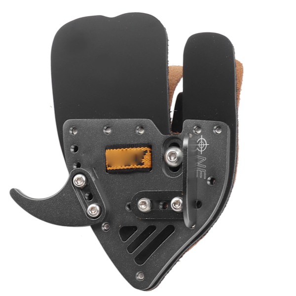 Bueskydning Finger Tab Sort Grå Fingerbeskytter Ergonomisk Design Læder Aluminium Legering Bueskydningsværktøj til Jagt S