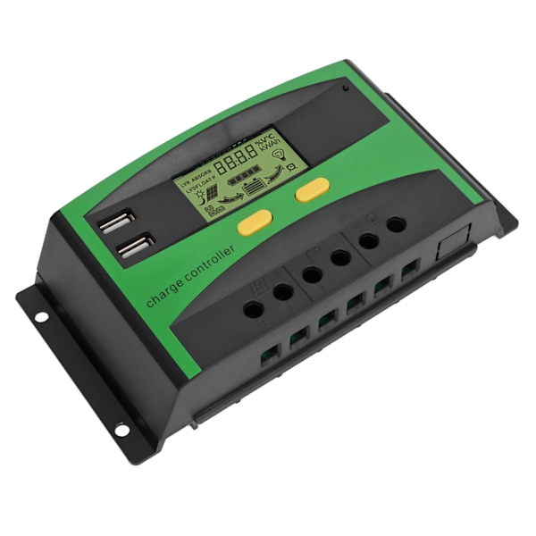 Solcelleladningsregulator Automatisk Genkendelse LCD-skærm Strømvisning Intelligent Solregulator 12V 24V 50A