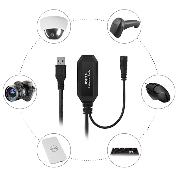 15 fot 5 meter Super Speed ​​USB 3.0 Type A hann til hunn aktiv skjøteledning