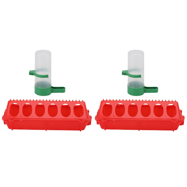 2Set Flip Top Chick Birds Vattenmatare PP Kycklingtråg Automatisk Matare med Splatter Proof Cover Fjäderfä Utrustning L Vattenautomat 140ML