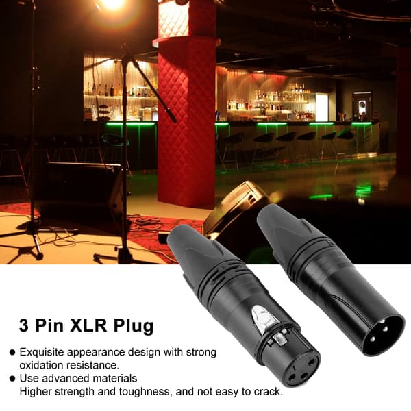 Sort 5 par 3-benet XLR-stik Audio-stik