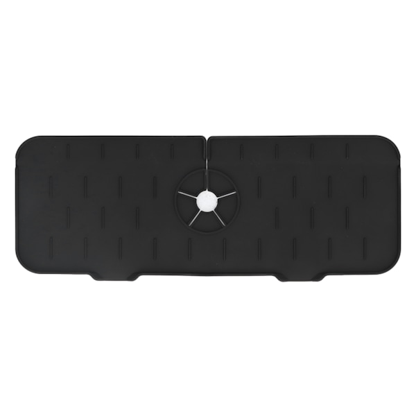 Vattenabsorberande matta för kran, tvättbar, återanvändbar, i silikon, för diskbänk, bänkskiva, vattenuppsamlare för kök, badrum, husbil, 45 x 14 cm, svart