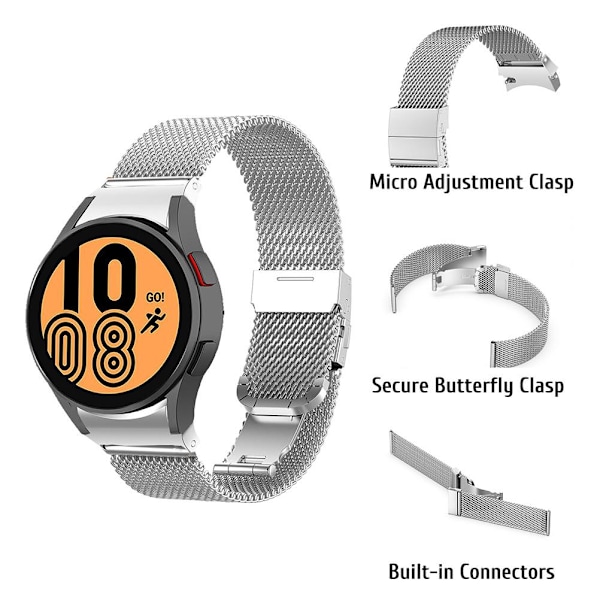 Udskiftningsrem Kompatibel med Samsung Galaxy Watch4 40 44mm Rustfrit Stål Rem Kompatibel med Watch4 Classic 42 46mm 20mm Metalrem