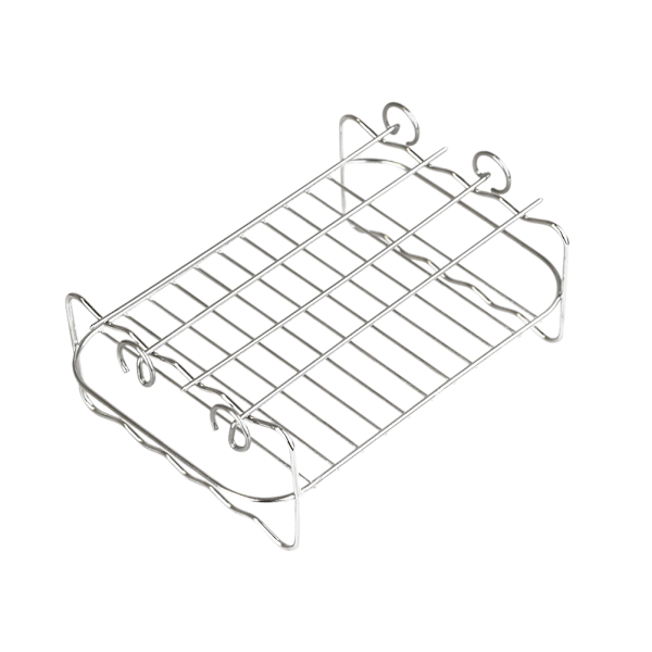 2 kpl ilmafriteerausritilää 304 ruostumattomasta teräksestä valmistettua kuivaustelinettä, jossa on 4 grillitikkua 8QT:n kaksoiskorilliseen ilmafriteerauskeittimeen