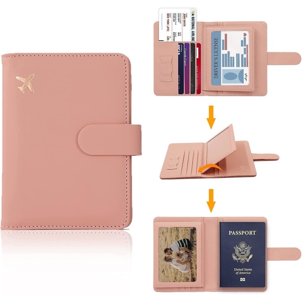 Pass- og vaksinekortholder,passholder med vaksinekort- og kortspor,søt passdeksel for kvinner/menn,vanntett blokkeringsreise Wa