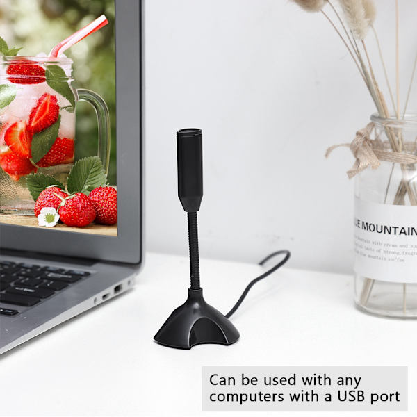 Minikondensator USB 2.0 Mikrofon Flexibel skrivbordsstativ mikrofon för bärbar dator