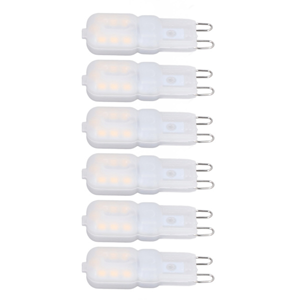6 stk G9 LED-pærer Dimbar 3W Energisparende 360 Graders Pære til Taklamper og Pendellamper Varm Hvit 110-140V