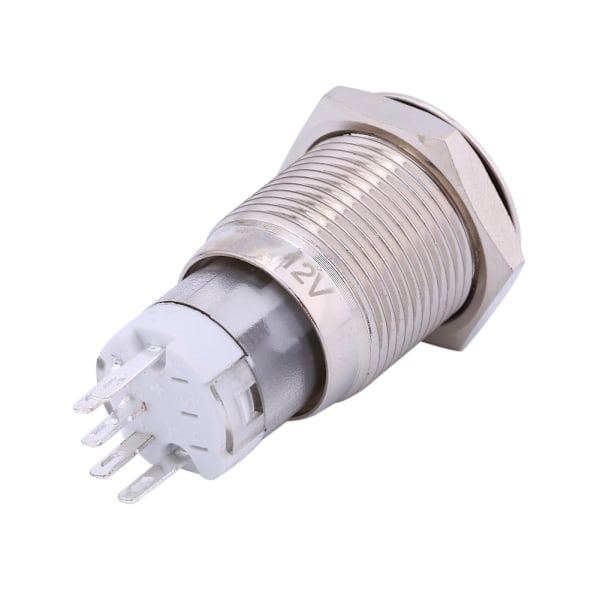 Auto 16mm 1NO 1NC Anslutning 12V Metall LED Vippströmbrytare Låsande Tryckknapp LJ