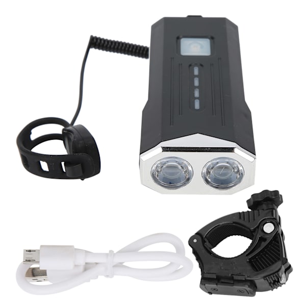 Polkupyörän etuvalo Polkupyörän vedenpitävä taskulamppu Horn Warning USB Ladattava CyclingSilver