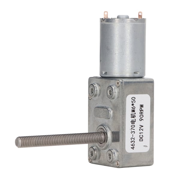 Matovaihde DC-moottori, itselukittuva, M6-pää, pyörivä akselin kierre, nopeuden alennus, DC-vaihdemoottori, DC12V, 90RPM