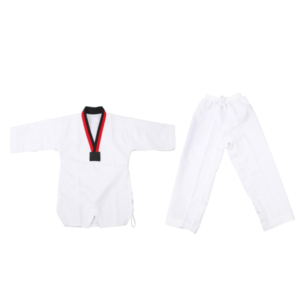 Taekwondo yhtenäinen raidallinen malli polyesteripuuvilla vyöllä Kamppailulajien harjoitusvaatteet aloittelijoille, harjoitus XL
