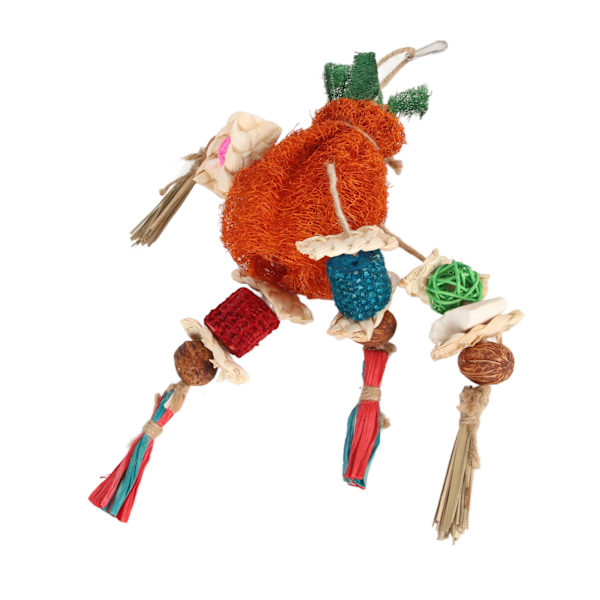 Papegojtuggleksaker för att lindra tristess, rengöra tänder, tuggfasta, säkra, hängande, färgglada, loofah, majs, fågel leksak