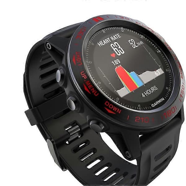 Til Garmin Fenix 3/3 HR Smart Watch Stålramme, B Version Black Ring Red Letter