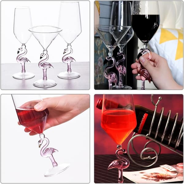 st holdbare vinglas i glas med flamingodesign 330 ml, delikate dekorative kopper