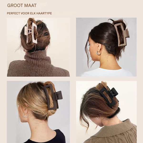 12 hårklemmer sæt med blomster hårnåle firkantede matte hårklemmer til tykt hår beige brun sort