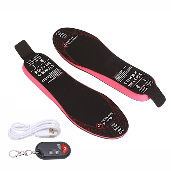 Lämmittävät pohjalliset DIY leikattavissa älykäs kaukosäädin USB ladattava sähkölämmitteinen pohjalliset miehille naisille ulkona koko 35‑40