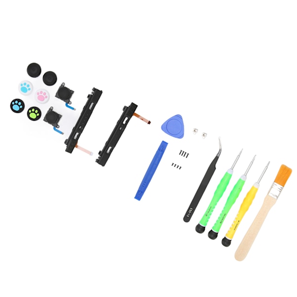 Joystick Ersättningskit Controller Kit med Vänster Höger Slider Set Metallspännen och Reparationsverktyg Kit för Switch Joycon