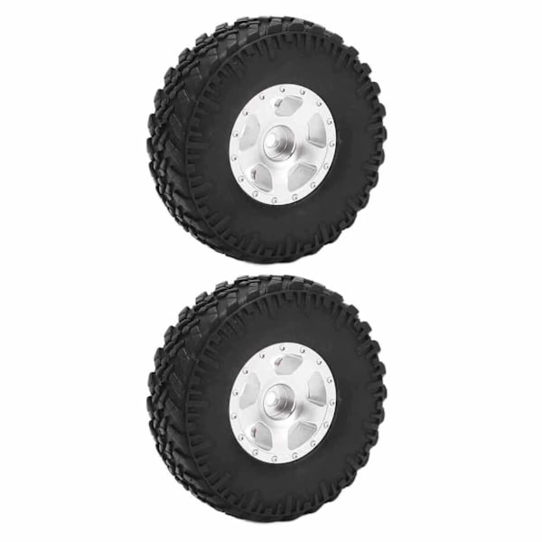 2 STK Metallfelger Dekksett for Axial SCX24 90081 1/24 RC Crawler Bil Oppgraderingsdeler Sølv