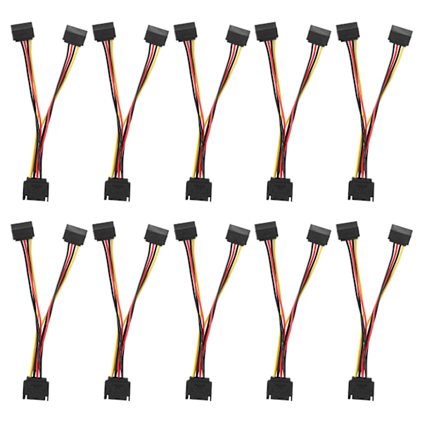 10 kpl SATA- power 15-nastainen 1 uros-2 naarasliitin Virtajohto tiedonsiirtoon